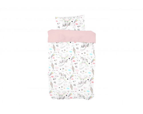 Постельное бельё в детскую кроватку «Единорожки с розовым»