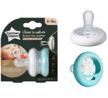 Tommee Tippee соска-пустышка силиконовая Breast-like, 6-18 мес., 2 шт.