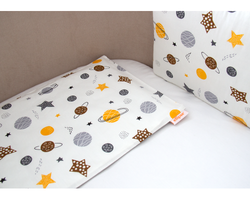 Постельное бельё в детскую кроватку «Планеты» (серый, сатин)