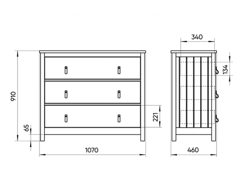 Комод Wood 3 ящика (серый)