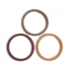 MUSHIE прорезыватель 3 штуки Pearl Bracelet Berry/Marigold/Khaki