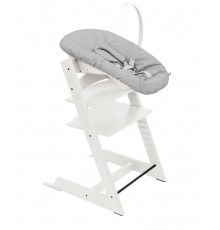 Stokke® Tripp Trapp® комплект: стульчик White + шезлонг для новорождённого Grey