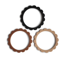 MUSHIE прорезыватель 3 штуки Flower Bracelet Black/Caramel/Natural