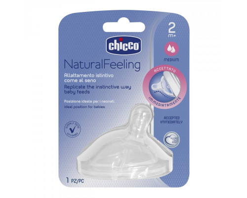 Chicco соска 2 месяца+ средний поток Natural Feeling силикон