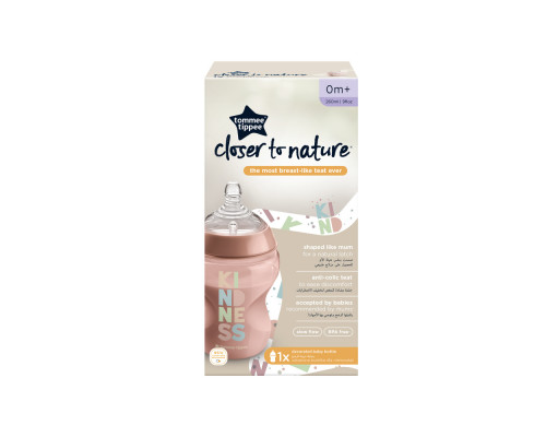 Tommee Tippee бутылочка для кормления Closer to nature, 260 мл., розовый, 0+