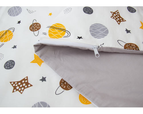 Постельное бельё в детскую кроватку «Планеты» (серый, сатин)
