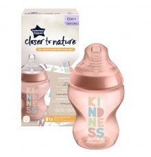 Tommee Tippee бутылочка для кормления Closer to nature, 260 мл., розовый, 0+