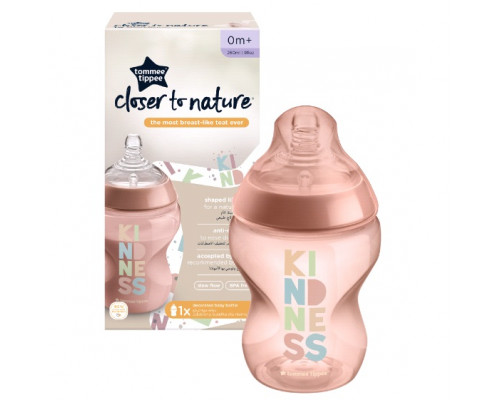 Tommee Tippee бутылочка для кормления Closer to nature, 260 мл., розовый, 0+