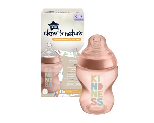 Tommee Tippee бутылочка для кормления Closer to nature, 260 мл., розовый, 0+