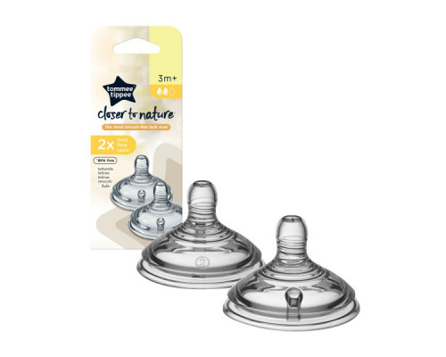 Tommee Tippee соска силиконовая для бутылочки Closer to nature, средний поток, 3+, 2 шт.