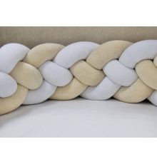 Бортик плетёный 4-х рядный для кроватки Elegance (белый, бежевый)