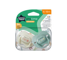 Tommee Tippee соска-пустышка силиконовая Anytime, 6-18 мес., 2 шт.