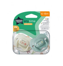 Tommee Tippee соска-пустышка силиконовая Anytime, 6-18 мес., 2 шт.