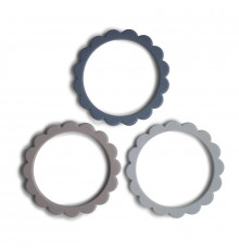 MUSHIE прорезыватель 3 штуки Flower Bracelet Dove Gray/Steel/Stone