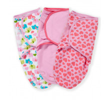 Summer Infant конверт для пеленания 3 шт. SwaddleMe® размер S/M сердечки/розовый/слоники