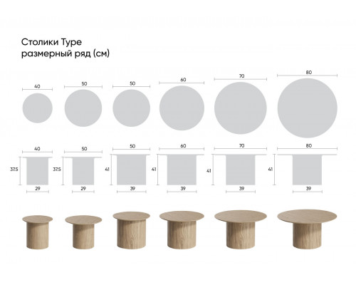 Столик Type D 80 см основание D 39 см (натуральный дуб)