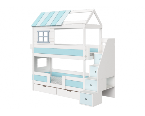 Лестница с ящиками home (белый/голубой)
