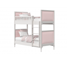 Кровать двухъярусная Elit (белый, розовая ткань)
