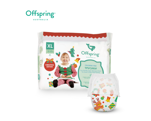 Offspring трусики-подгузники, XL 12-20 кг  30 шт  расцветка Новый год