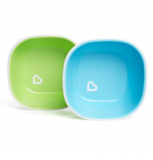 Munchkin тарелка миска детская  Splash™ набор 2шт. с 6 мес.,голубая зеленая