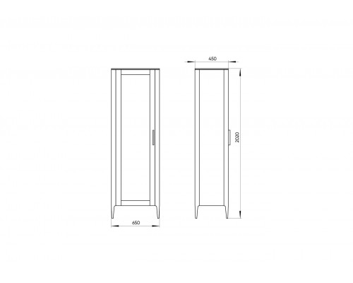 Витрина Type oak стеклянная высота 200 см L (натуральный дуб)