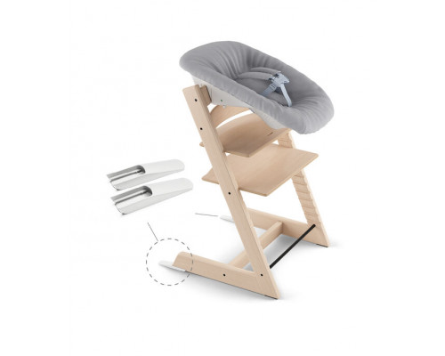 Stokke® Tripp Trapp® комплект: стульчик Hazy Grey + шезлонг для новорождённого Grey