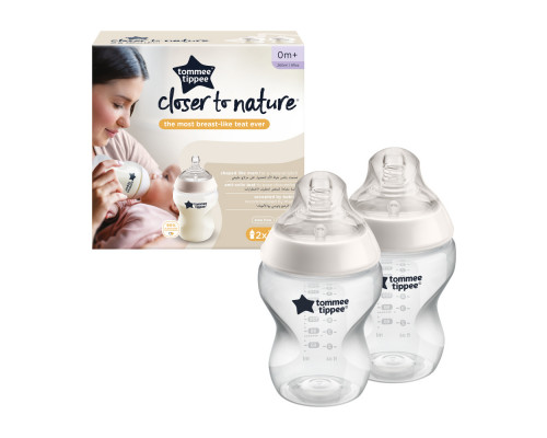 Tommee Tippee бутылочка для кормления Closer to nature, 260 мл., 0+, 2 шт.