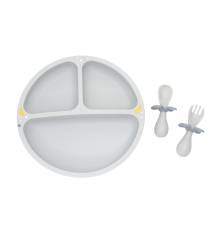 Набор детской посуды Oribel Cocoon Z тарелка+ложка+вилка (серый)