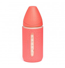 Suavinex бутылка 0+ из стекла 240 мл Meaningful Life с силиконовым чехолом розовый