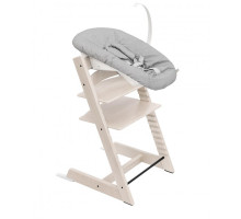 Stokke® Tripp Trapp® комплект: стульчик Whitewash + шезлонг для новорождённого Grey