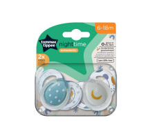 Tommee Tippee соска-пустышка силиконовая ночная Night Time, 6-18 мес., 2 шт.